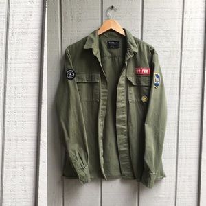 Pacsun Olive Jacket/ button down with patches